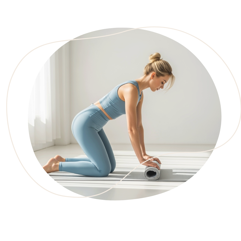 Spordiriietes blond naine rullib joogamatti